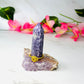 Lepidolite on Pink Amethyst Ring Holder