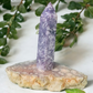 Lepidolite on Pink Amethyst Ring Holder