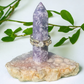 Lepidolite on Pink Amethyst Ring Holder