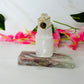 Selenite on Pink Tourmaline (Rubellite) Ring Holder